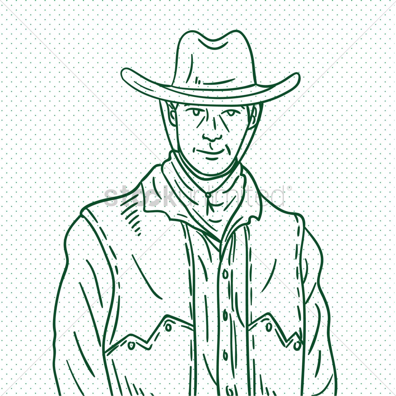 1300x1300 Hand Drawn Cowboy Vector Image