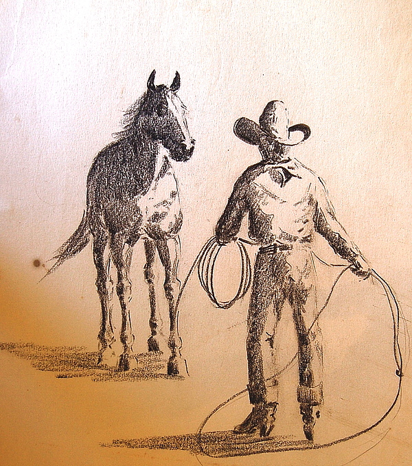 600x679 Cowboy And Horse Drawing By Smart Healthy Life