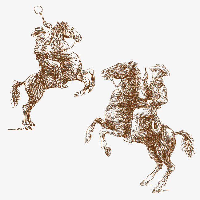 650x651 Cowboy Riding A Horse Man, Weapon, Pistol, Line Drawing Png