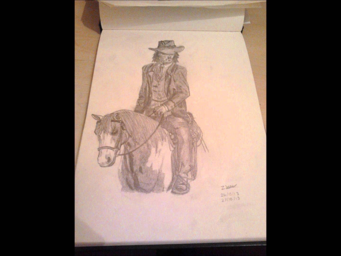 1440x1080 Cowboy On Horse Drawing