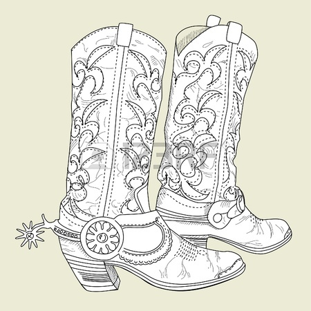 450x450 Hand Drawn Sketch Of A Cowboy Boots Royalty Free Cliparts, Vectors