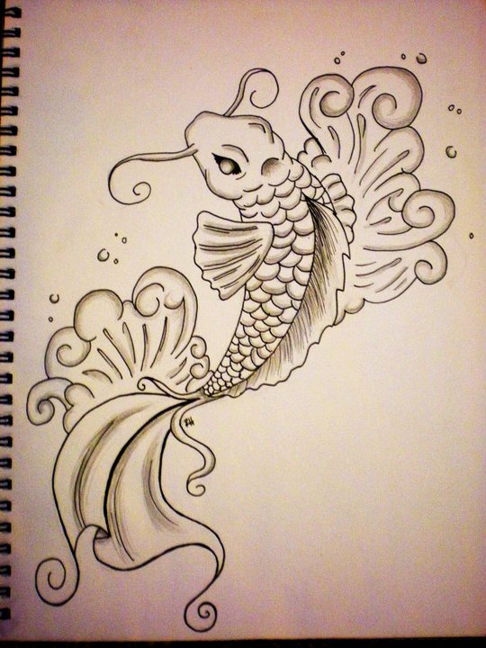 540x720 First Koi Fish Drawing By Rachieknow