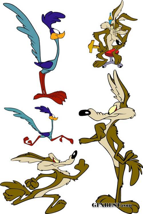 500x750 Cartoon Character Wile E. Coyote And Road Runner (Vector Drawing