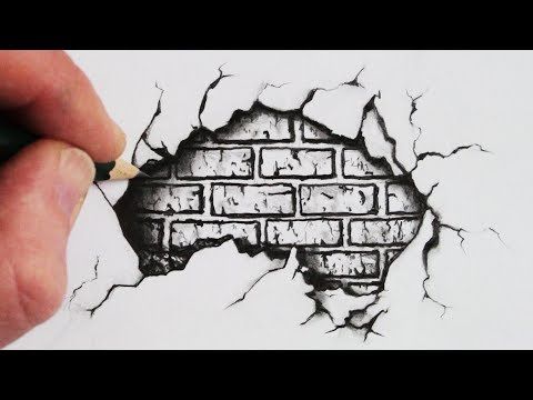 480x360 How To Draw A Cracked Brick Wall Pencil Drawing