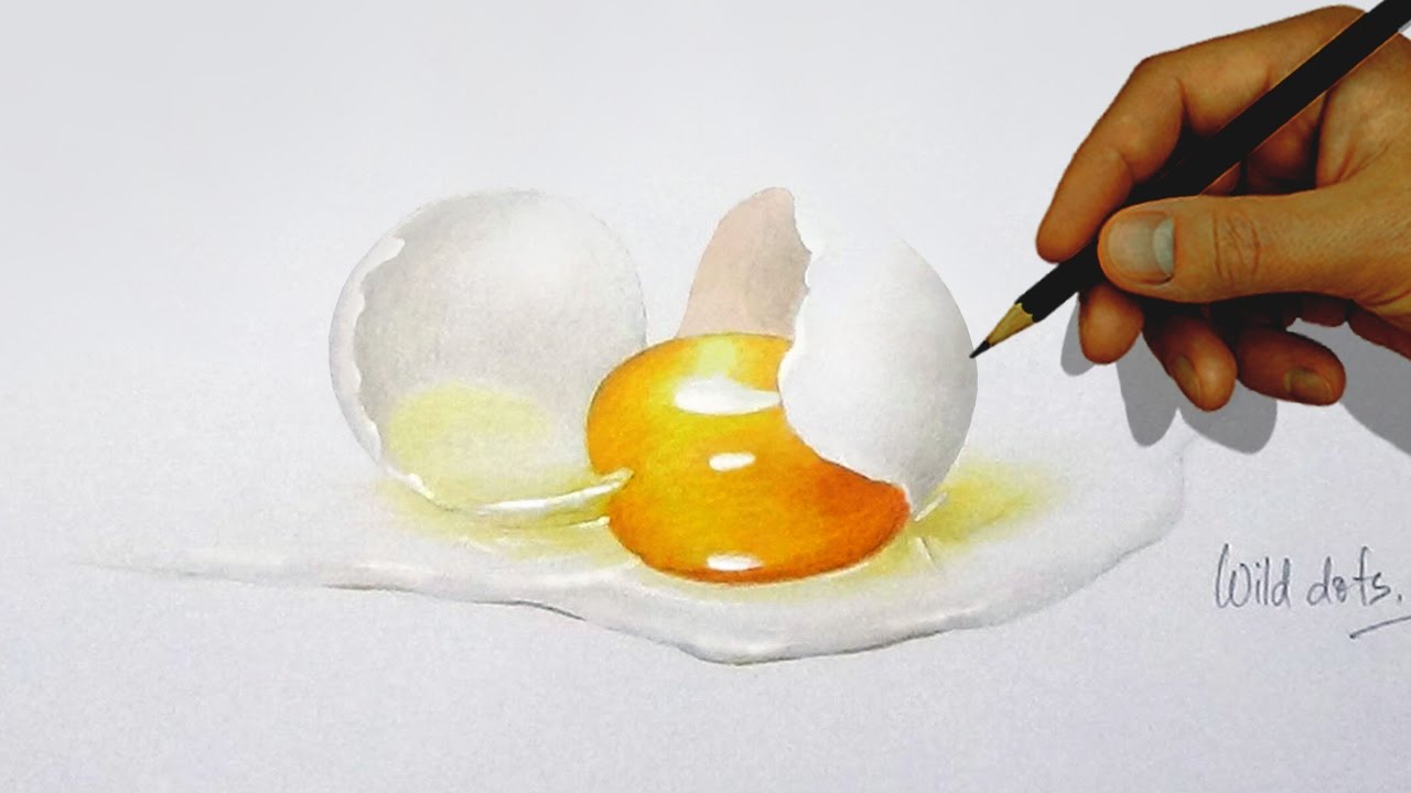1280x720 Drawing A Broken Egg With Simple Colored Pencils