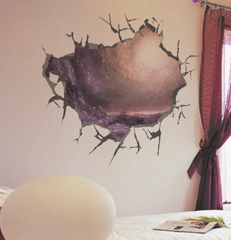 750x778 3d Cracked Wall Decal Sticker Living Room Bedroom Ceiling Wall