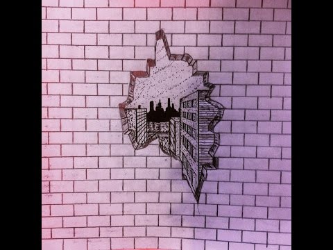 480x360 Drawing A Cracked Brick Wall, Time Lapse