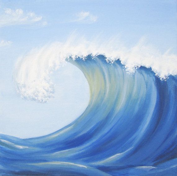 570x566 Ocean Wave Painting, Original Blue Wave Painting, Blue Sea Fine