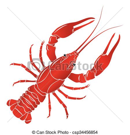 450x470 Vector Boiled Red Crayfish, Crawfish On White Background