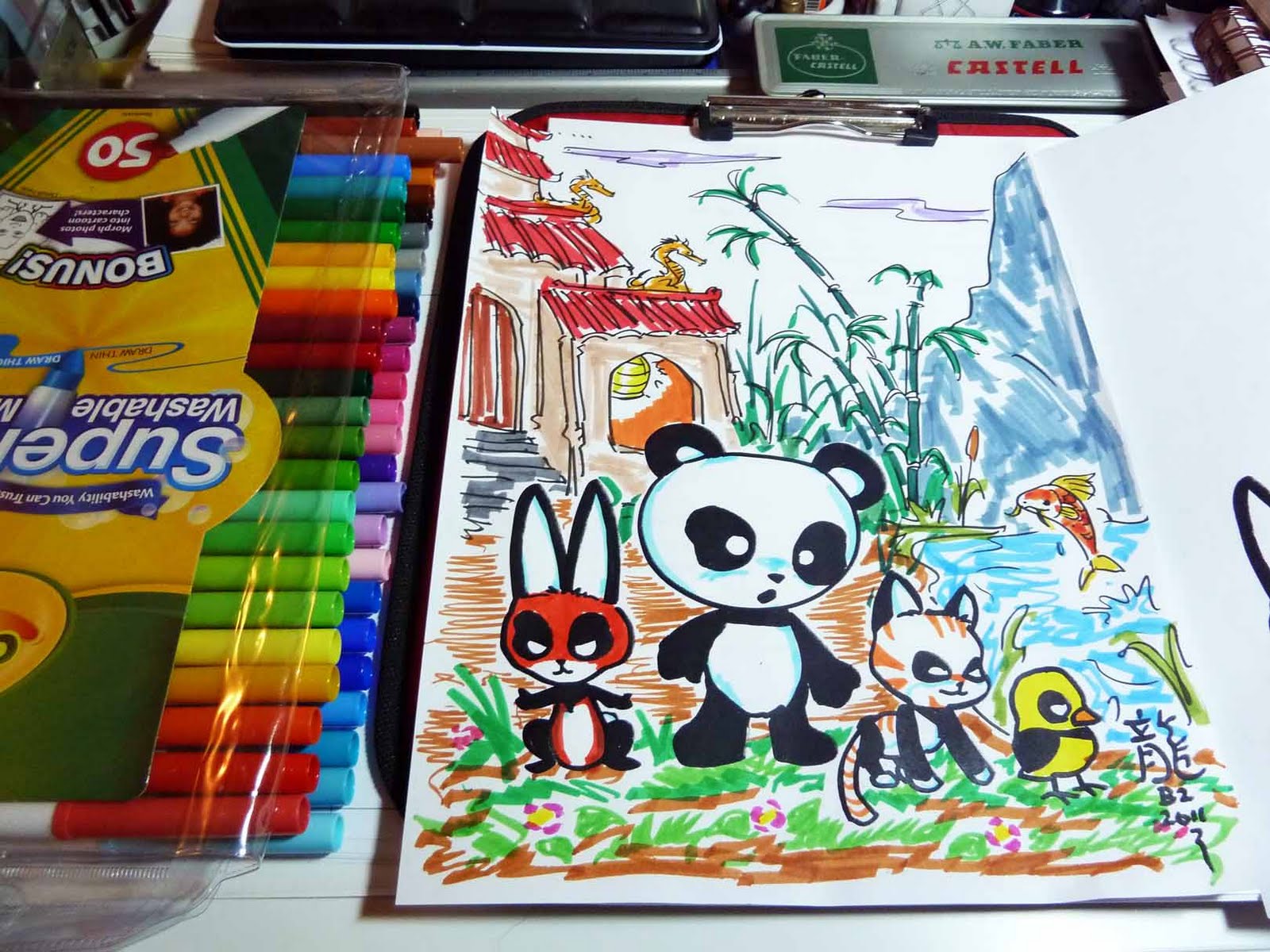 1600x1200 Kid Sketches Drawing Cartoon Panda Characters And Sketching Page