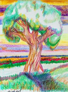 236x317 Crayon Drawing By John Stuart Of River With Rocks And Trees