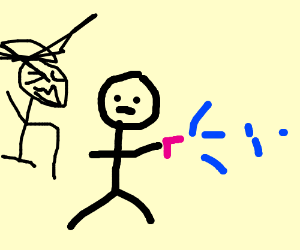 300x250 Stick Figure Using Water Gun With Crazy Guy