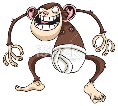 380x341 Crazy Baby Monkey Coming Your Way. Vector Format So Fully Editable
