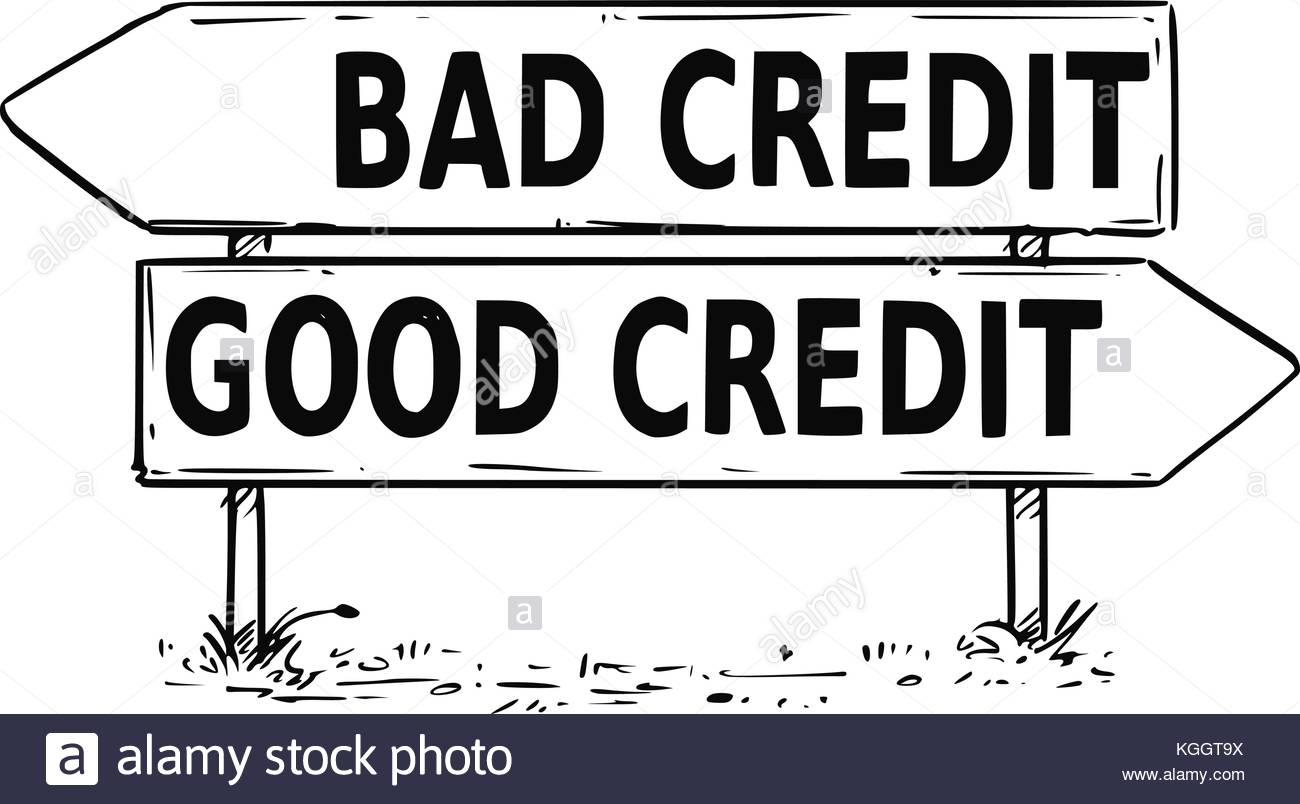 1300x804 Vector Drawing Of Bad Or Good Credit Business Decision Traffic