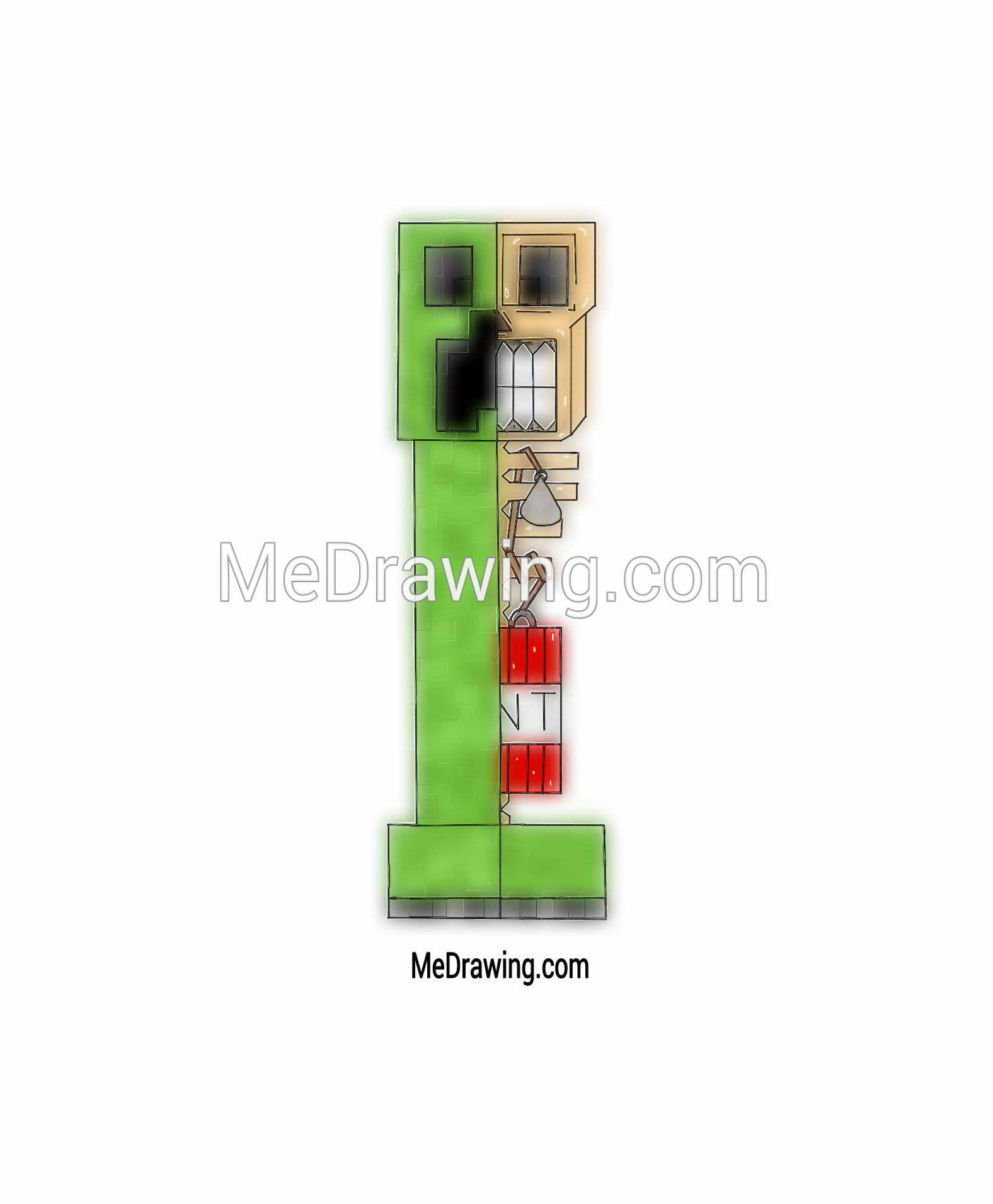 1576x1911 Minecraft Creeper Airbrushed Drawing