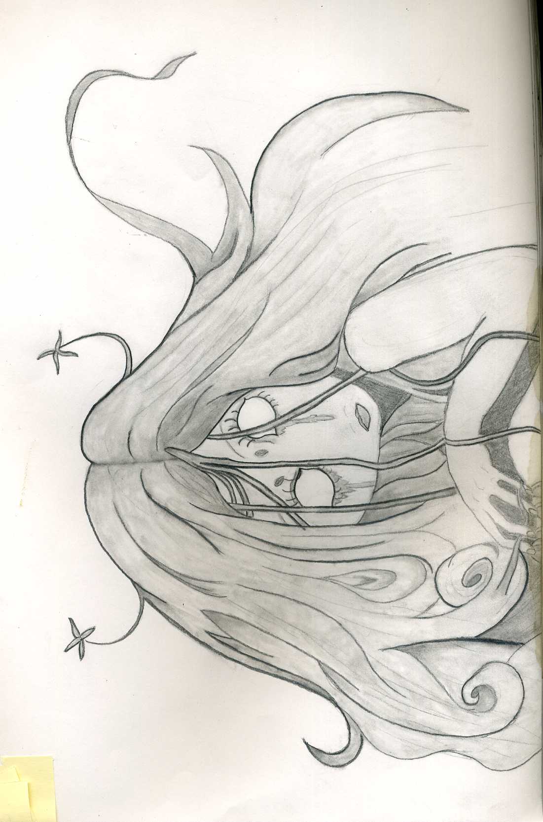 1101x1666 Scary Girl, Long Hair, Creepy, No Eyes, Black And White, Sketch