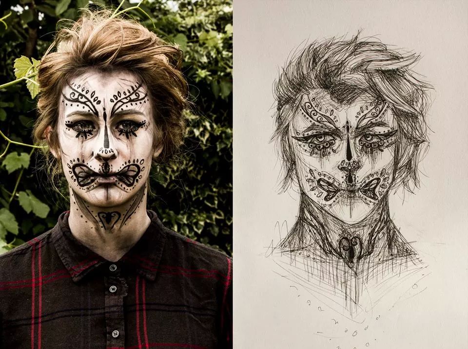 960x717 I Draw Creepy Faces And My Sister Paints Them On My Face