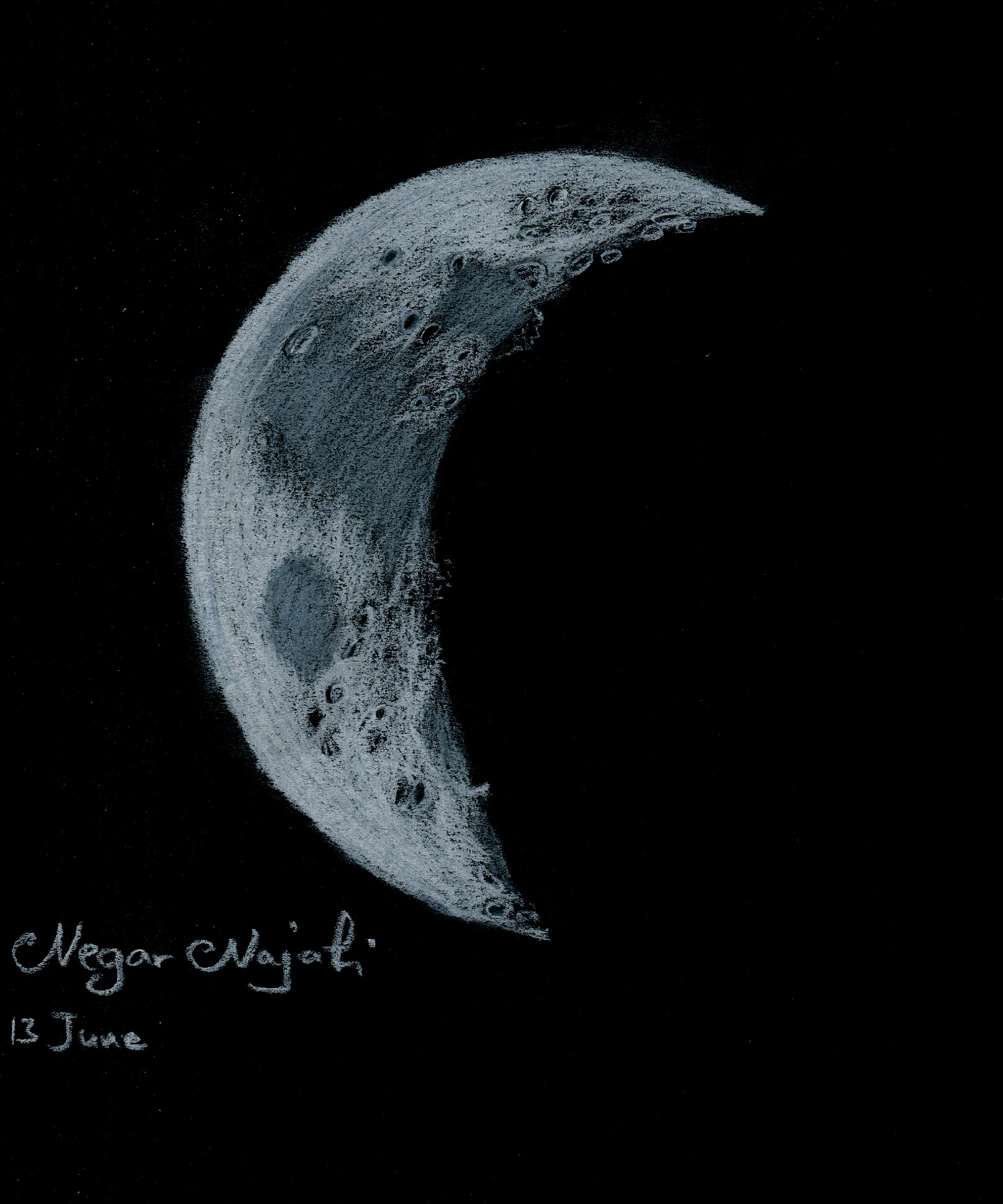 1615x1940 Crescent Moon June 13, 2013 Astronomy Sketch Of The Day