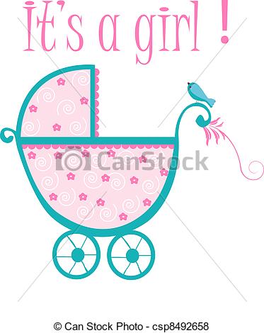 373x470 Baby Crib Card To Welcome To New Baby Girl Vector