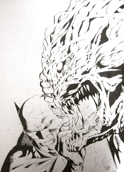 500x693 Video Popcorns Batman Vs. Killer Croc Drawing