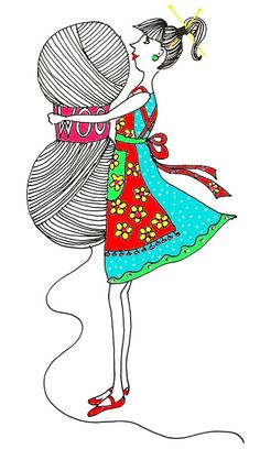 236x418 Drawing Crocheting Women