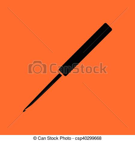450x470 Crochet Hook Icon. Orange Background With Black. Vector Clip