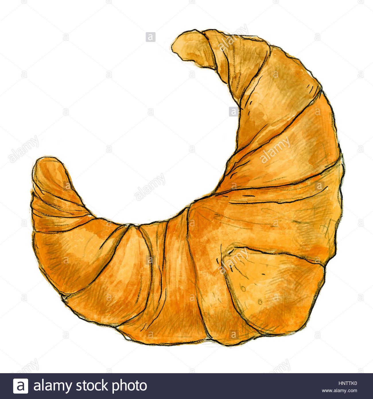 1300x1390 Croissant Illustration, Drawing, Watercolour, Paint, Breakfast