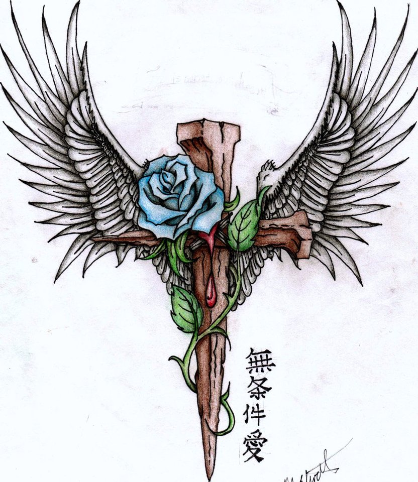 832x960 Cross And Rose V.2 By Mariechele11