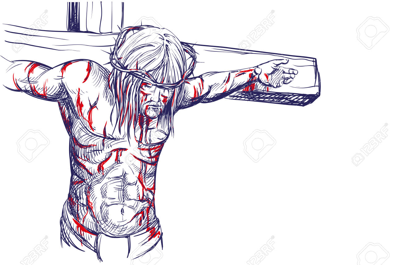 1300x861 Realistic Drawings Of Jesus On The Cross Drawing Jesus Carrying