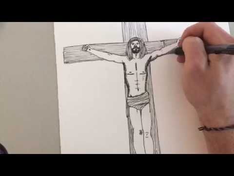 480x360 Time Lapse Drawing Jesus On The Cross (Author Sean Keys) (Music