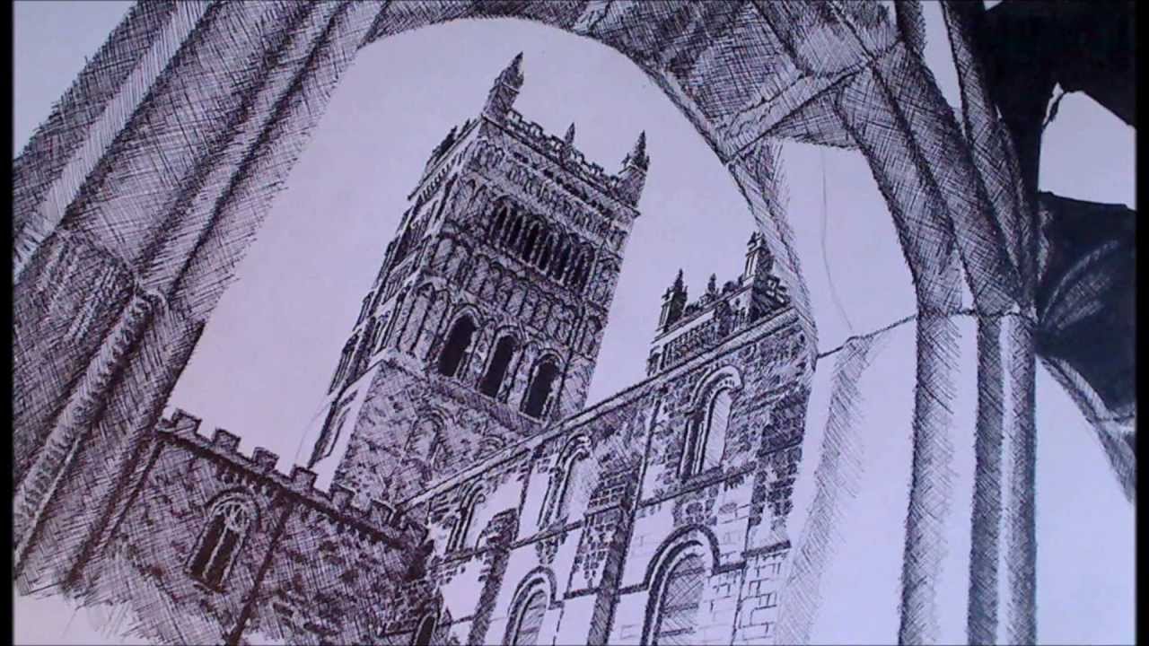 1280x720 Durham Cathedral Speed Drawing Using The Cross Hatching Technique