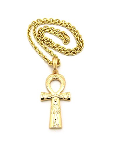 387x500 Egyptian Drawing Ankh Pendant 4mm 45.7cm Link Chain Necklace