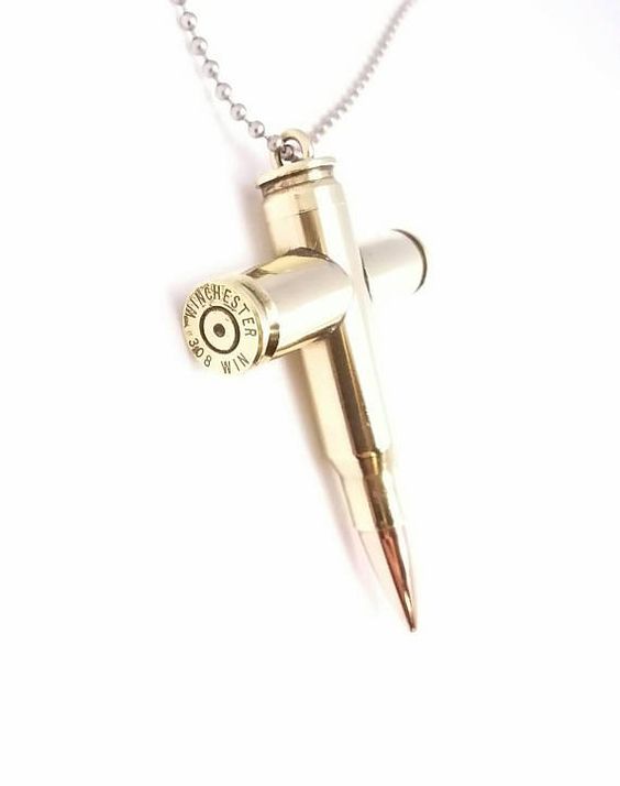564x714 Woman's Army Corps (Wac) Bullet Cross Necklace, Shiney Patina
