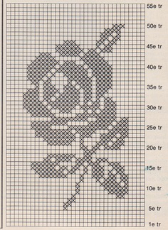 236x324 Free Rose Bud Cross Stitch Pattern Drawing