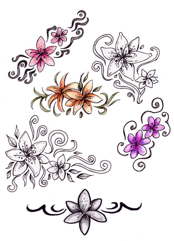 600x831 Flower Drawings Flower Tattoo Designs By ~niuniente