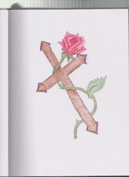 524x720 Rose Cross Drawing By Sarahsedola