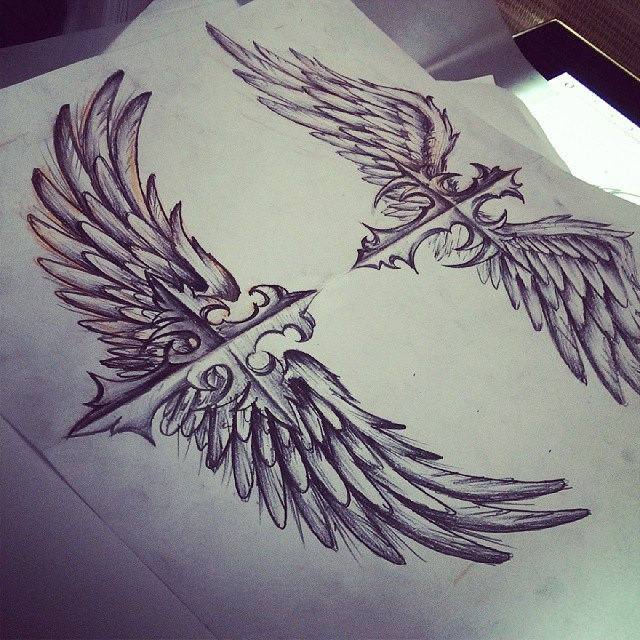 640x640 Wings Upwings Down 2nd Sketch Of The Cross With Angel
