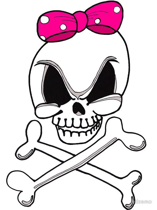 600x800 Girls Skull And Crossbones Stickers By Edzemo Redbubble