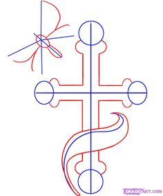 236x283 Easy To Draw Cross Designs How To Draw A Rose And Cross Tattoo