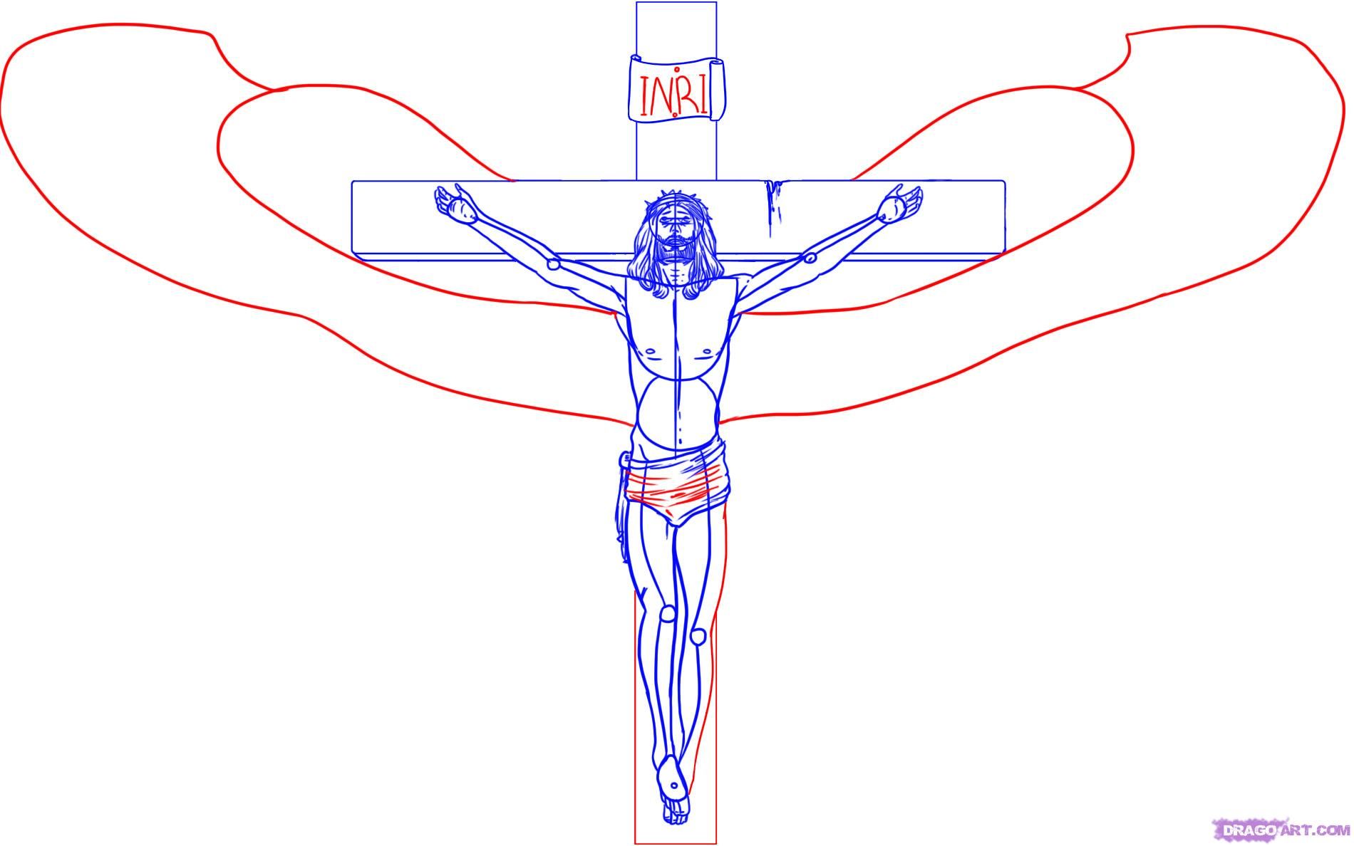 1900x1188 How To Draw Jesus On The Cross Step 4 Jesus