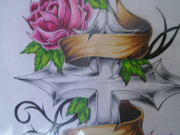 600x450 Cross Banner Tattoo Flash 2 By Queenmab6