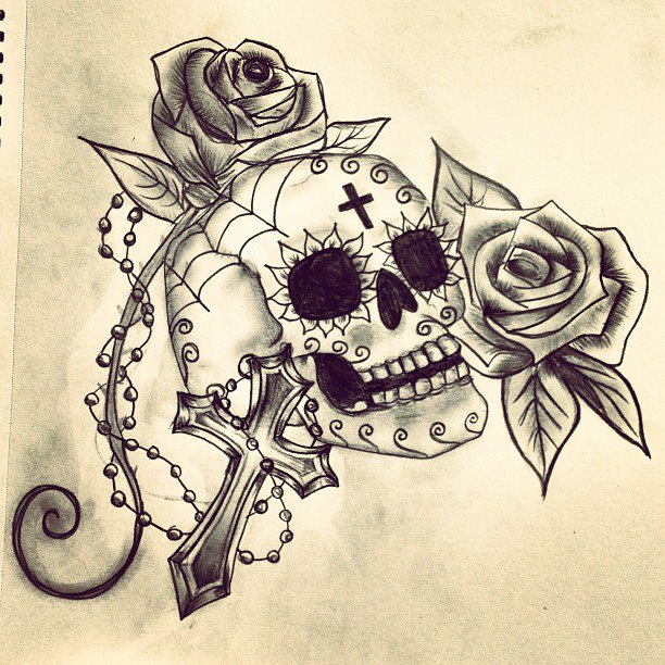 612x612 Skulls, Roses And Crosses By Annasophiaeloise
