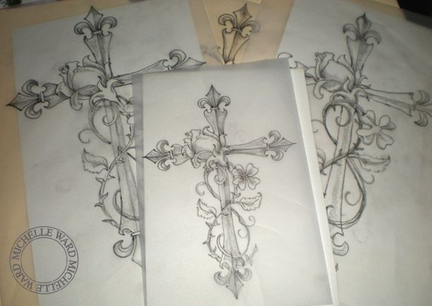 612x433 Flowers Tattoos Cross Tattoos Crosses And Tattoos