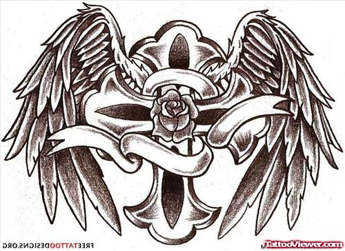 Crosses With Wings Drawing at GetDrawings | Free download