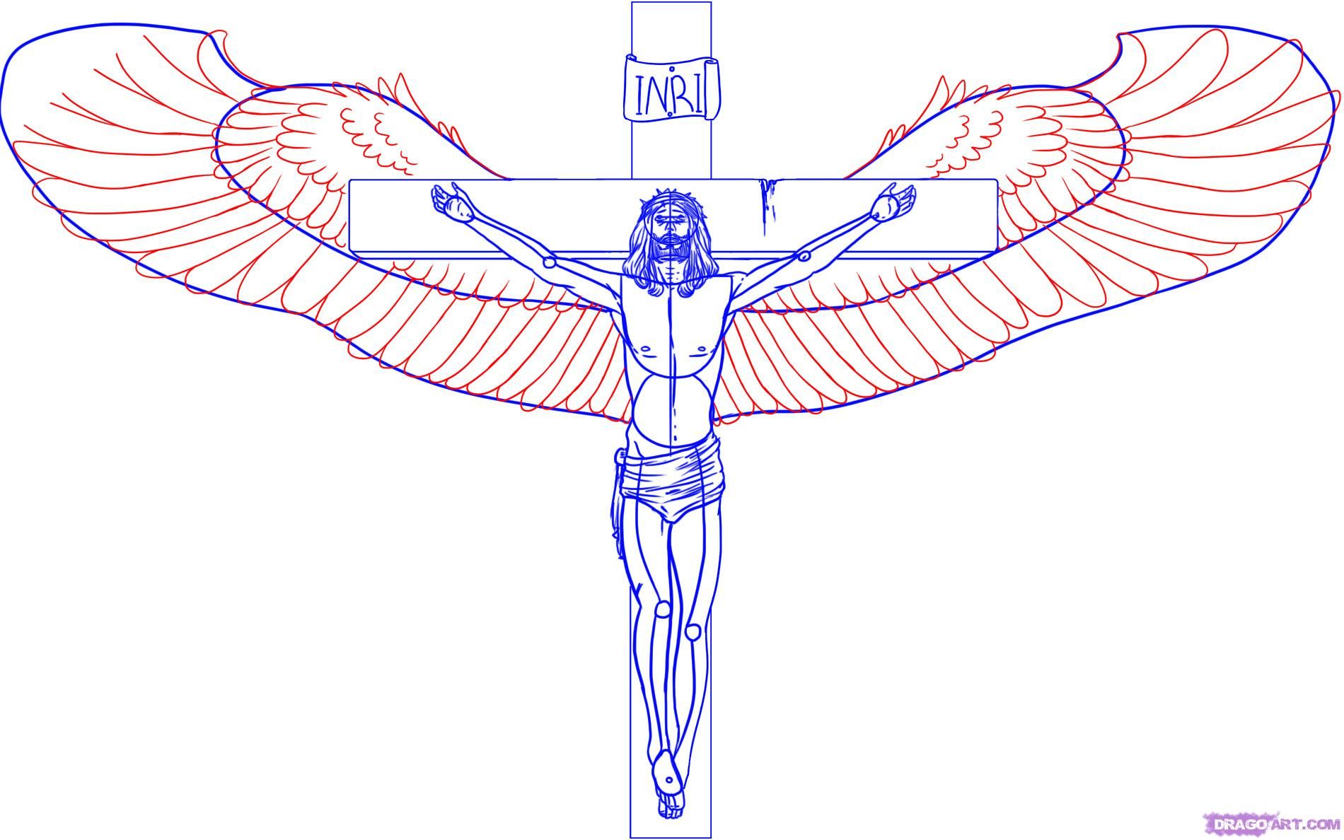1900x1188 How To Draw Jesus On The Cross Step 5 Jesus