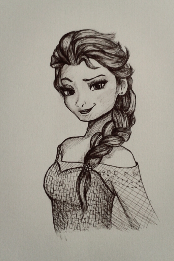561x841 Frozen Elsa Crosshatch By Squidgeequeenofsquid