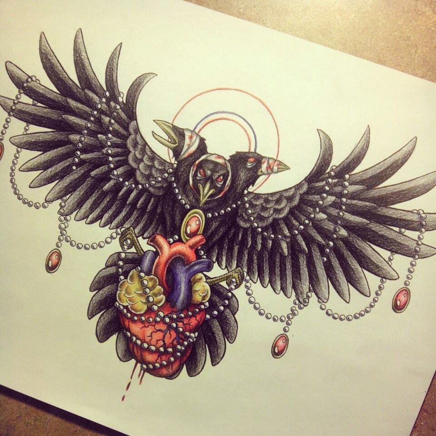 894x894 Crow Tattoo Design By Myhedhertz