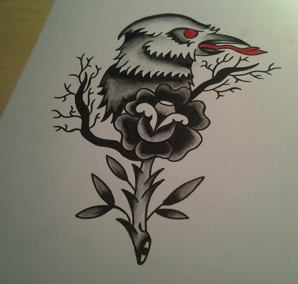 600x572 Crow Tattoo Design By Genotas