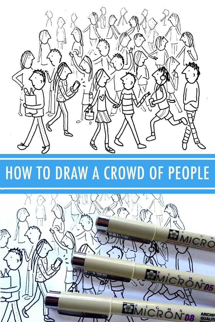 736x1102 How To Draw A Crowd Of People In 3 Steps Crowd, Drawings And Doodles