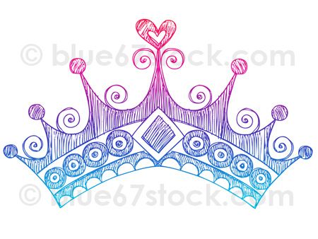 450x338 Hand Drawn Sketchy Princess Tiara Crown Doodle Drawing Vector